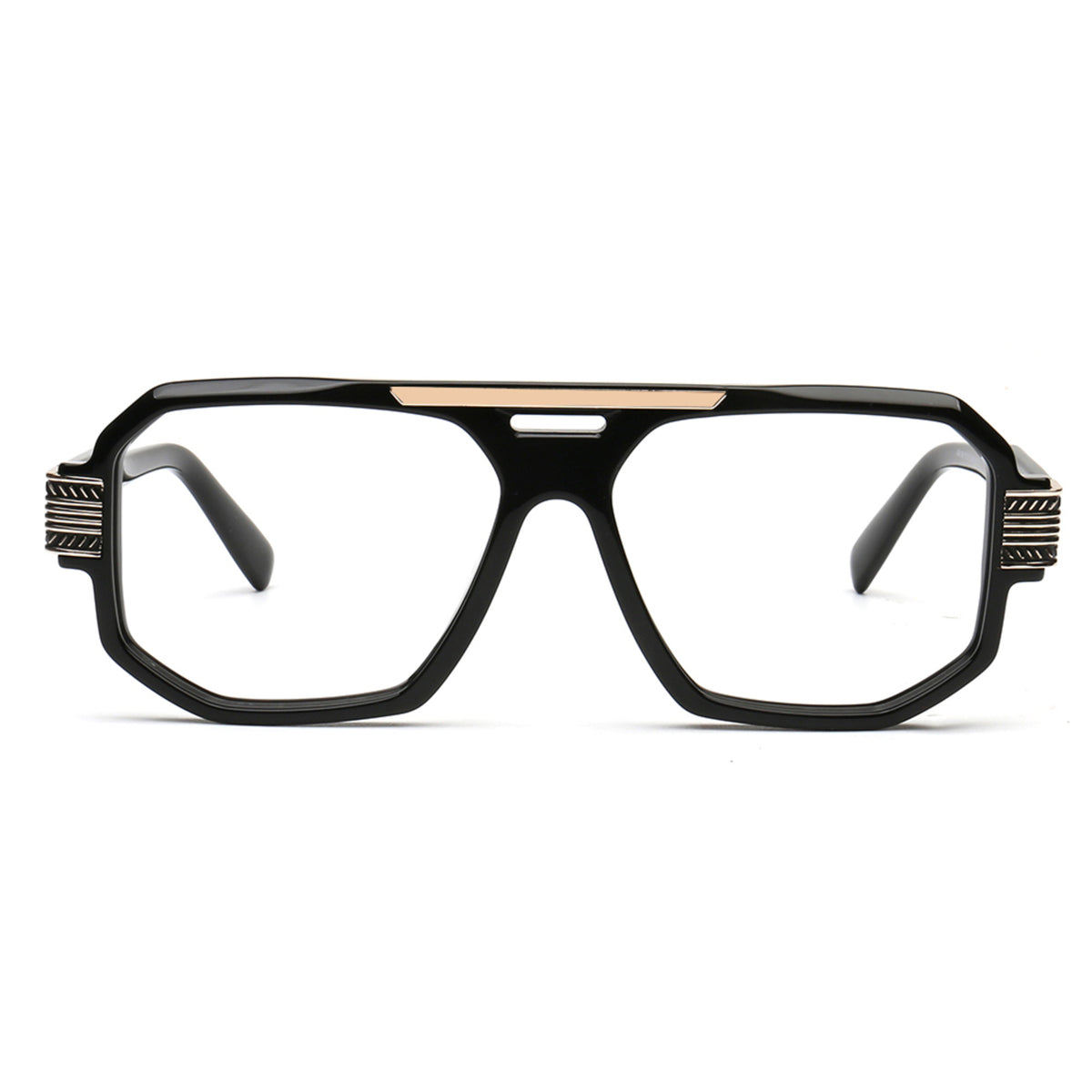 black square aviator eyeglasses for men front view
