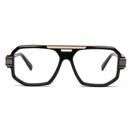 black square aviator eyeglasses for men front view