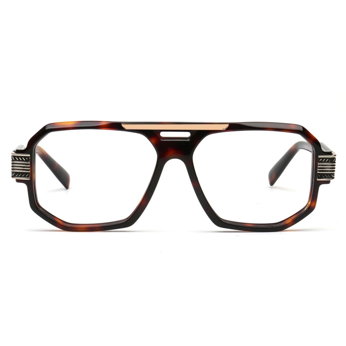 tortoise square aviator eyeglasses for men front view