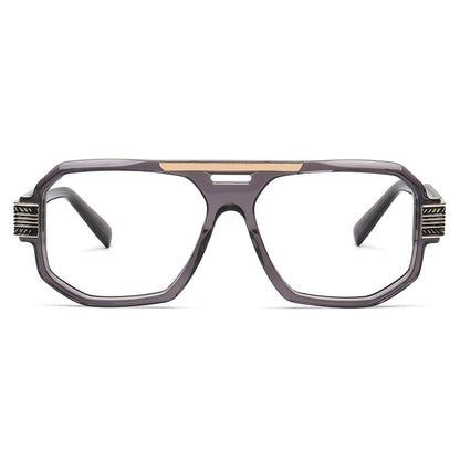 transparent gray square aviator eyeglasses for men front view