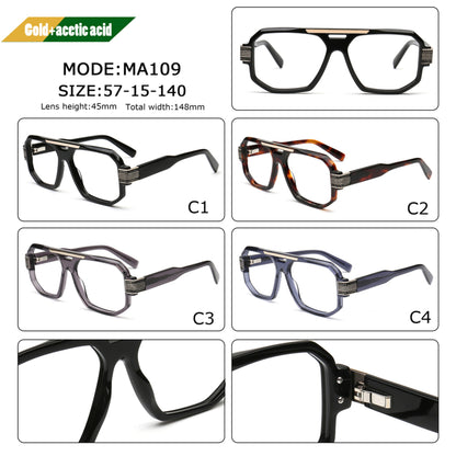 men's square aviator eyeglass frames in black tortoise gray and blue