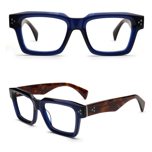 Dorian MA150 navy tortoise chunky square acetate eyeglasses cover