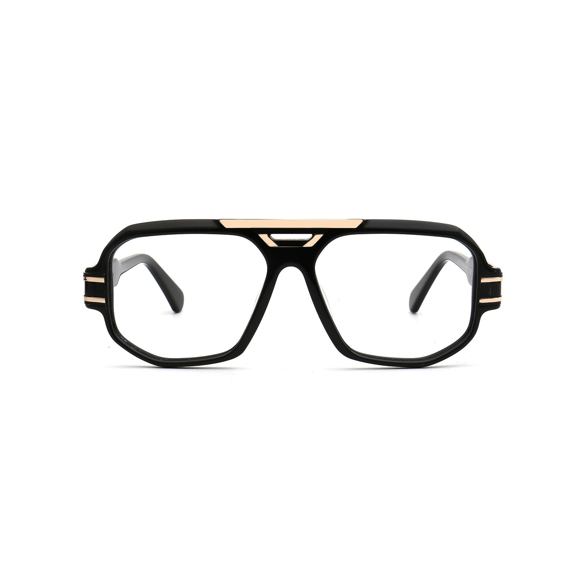 Vincent black oversized square acetate metal eyeglasses front view