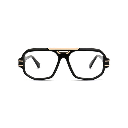 Vincent black oversized square acetate metal eyeglasses front view