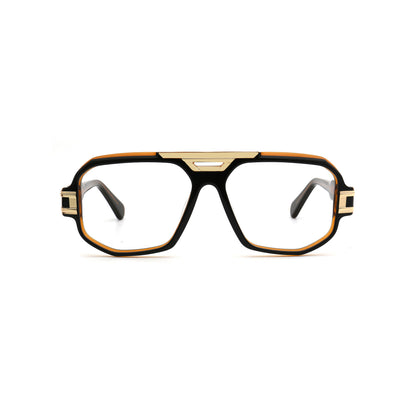 Vincent black amber oversized square acetate metal eyeglasses front view