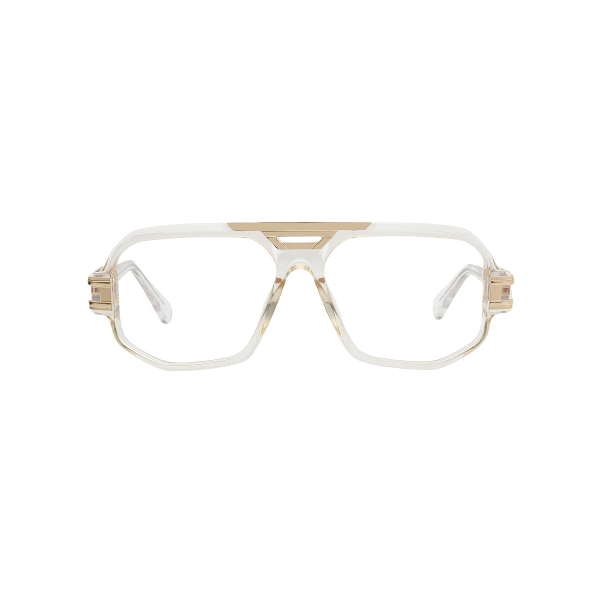Vincent clear gold oversized square acetate metal eyeglasses front view