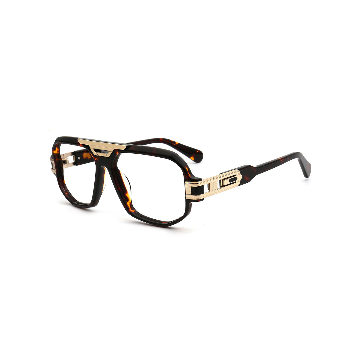 Vincent dark tortoise retro square eyeglass frames angled side view
