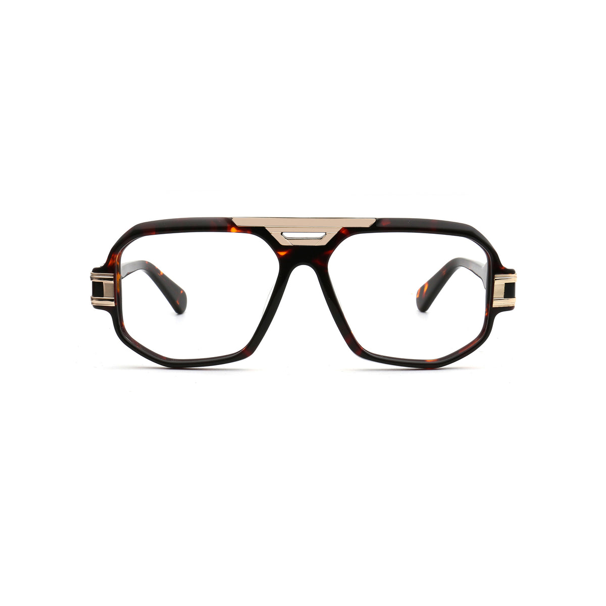 Vincent dark tortoise oversized square acetate metal eyeglasses front view