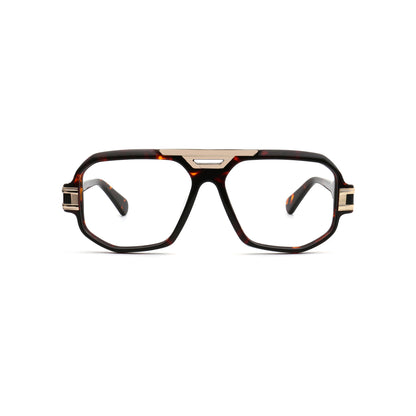 Vincent dark tortoise oversized square acetate metal eyeglasses front view
