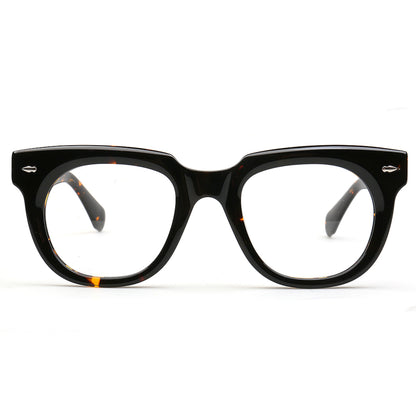 Marlow MA67 black and orange fleck acetate eyeglass frames front view