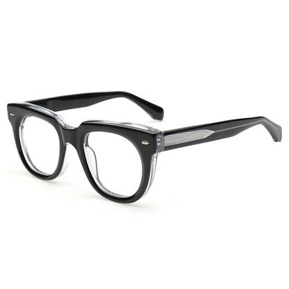 Marlow MA67 black and clear acetate eyeglass frames angled view