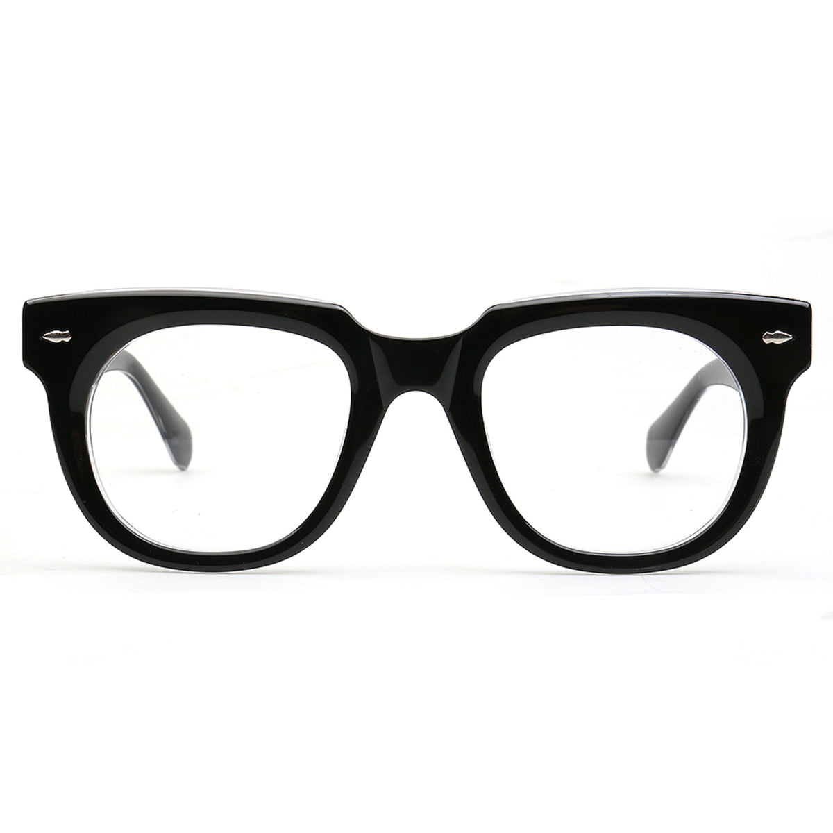 Marlow MA67 black and clear acetate eyeglass frames front view