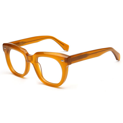 Marlow MA67 amber orange acetate eyeglass frames angled view