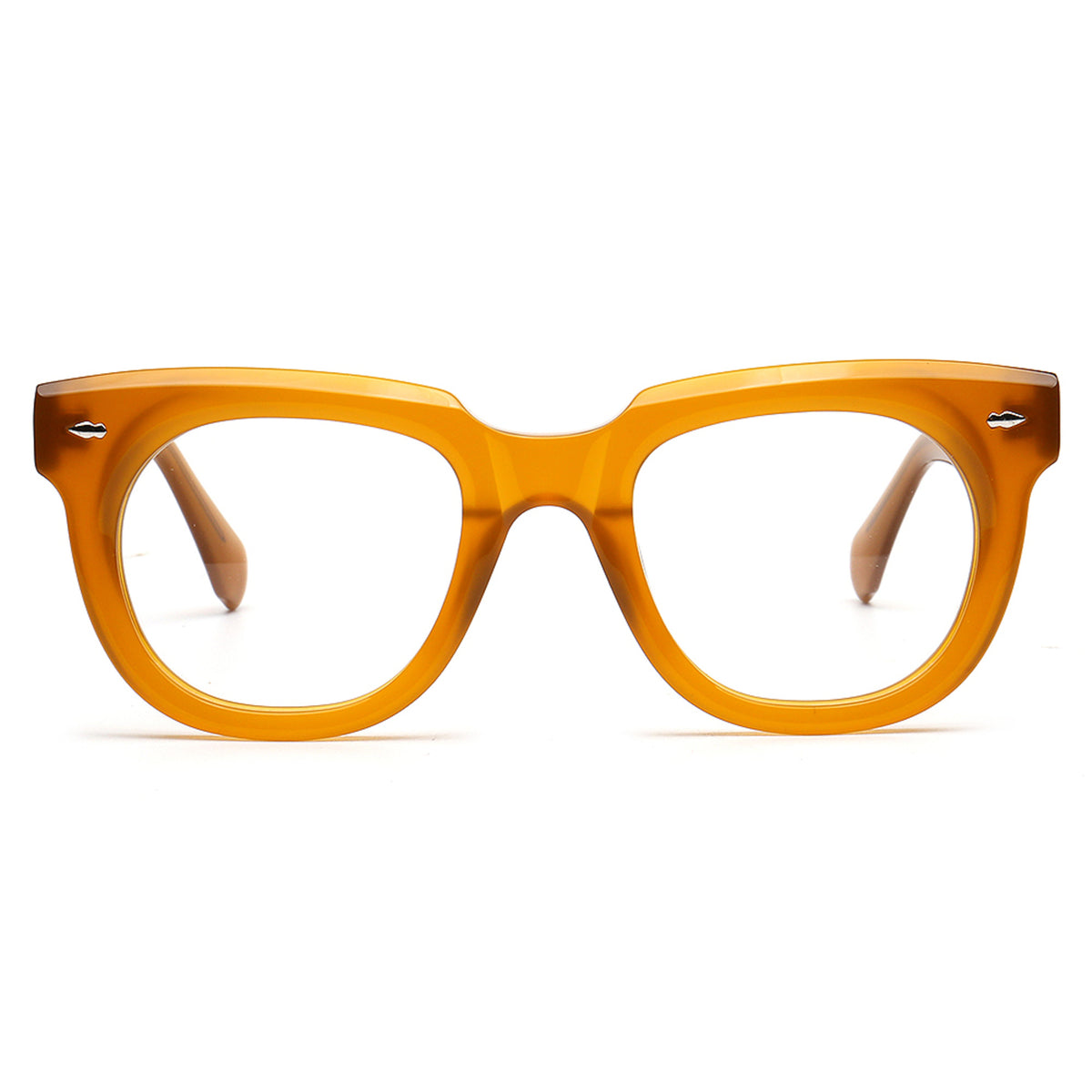 Amber orange oversized square acetate eyeglasses, front view
