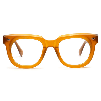 Amber orange oversized square acetate eyeglasses, front view