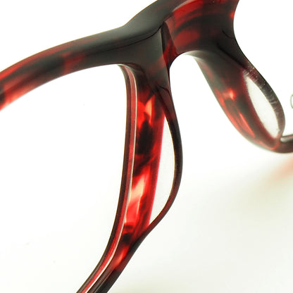 Temple of red patterned acetate glasses for women