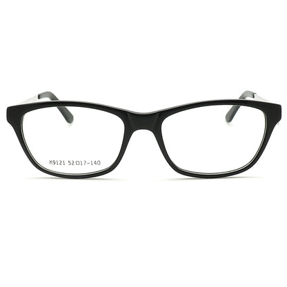 A pair of black full rim cat eye glasses for women