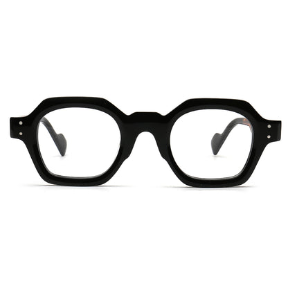black geometric acetate eyeglasses front view
