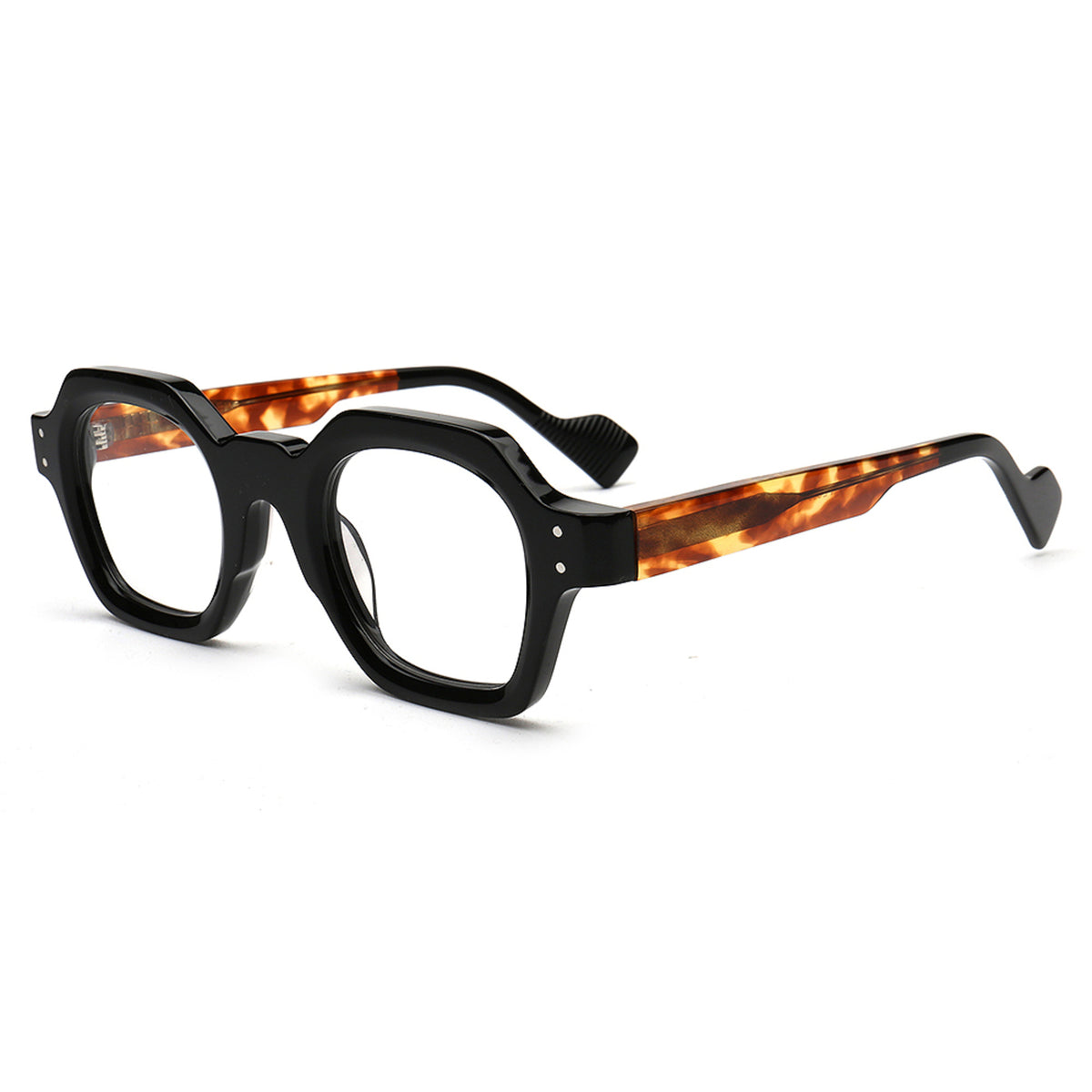 black and tortoise shell retro eyeglass frames