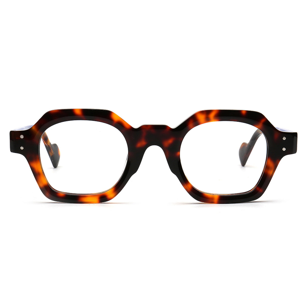 tortoise shell geometric eyeglasses front view