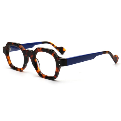 tortoise shell and blue two tone acetate glasses
