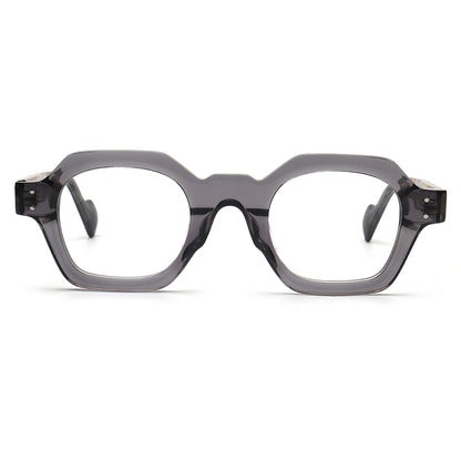 transparent gray geometric acetate eyeglasses front view