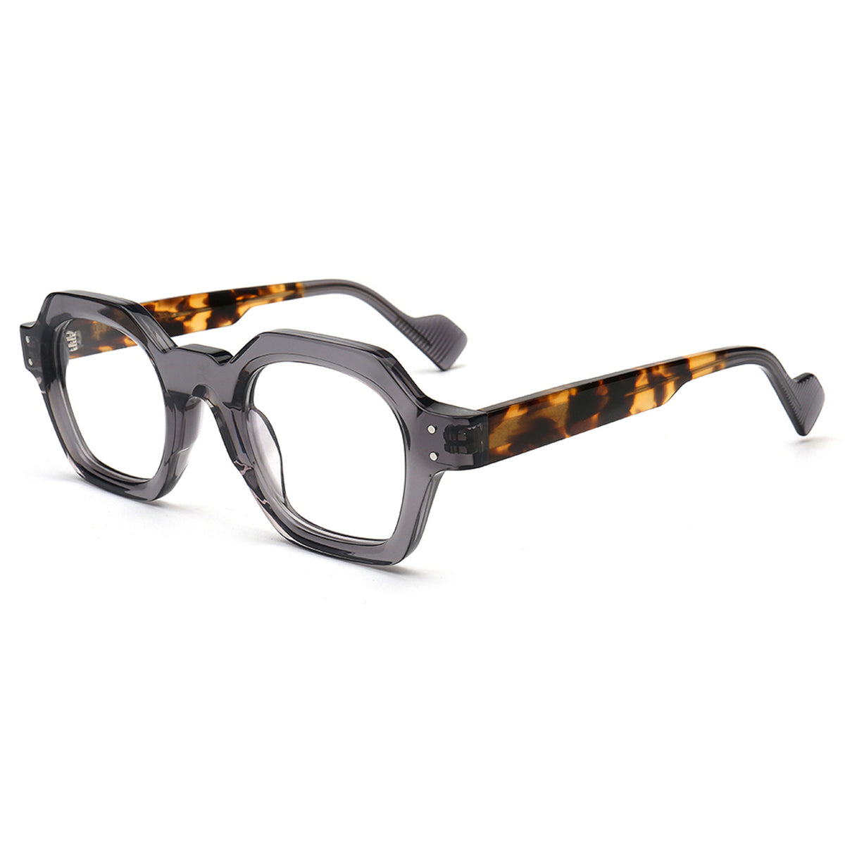 gray and tortoise shell two tone retro glasses