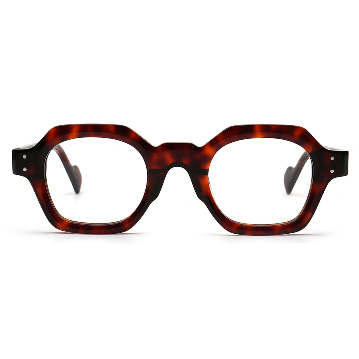 brown tortoise shell geometric acetate glasses front view