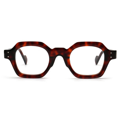 brown tortoise shell geometric acetate glasses front view