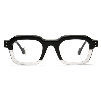 black and clear two tone square acetate eyeglasses front view