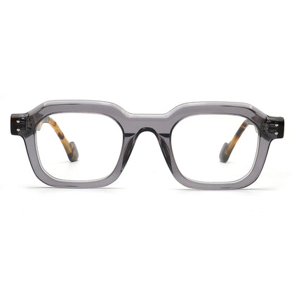 transparent gray square acetate glasses front view