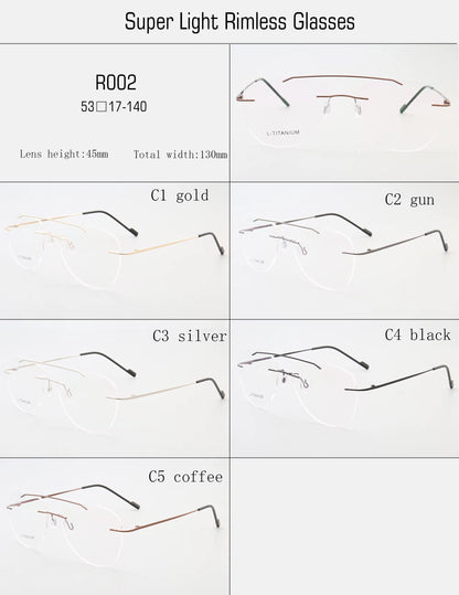 Jacob | Mens Aviator Rimless Glasses Frames