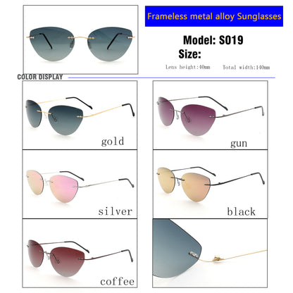 Meadow｜Y2K Womens Cat Eye Rimless Polarized Sunglasses UV400