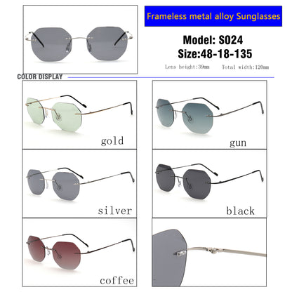 Coven | Rimless Octagon Polarized Sunglasses UV400 | Vintage Y2K Metal Frame