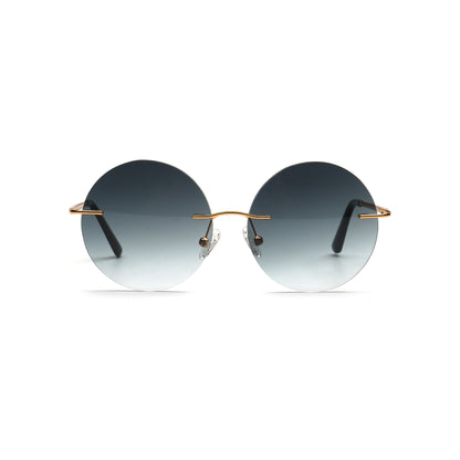 gray gradient round rimless sunglasses front view