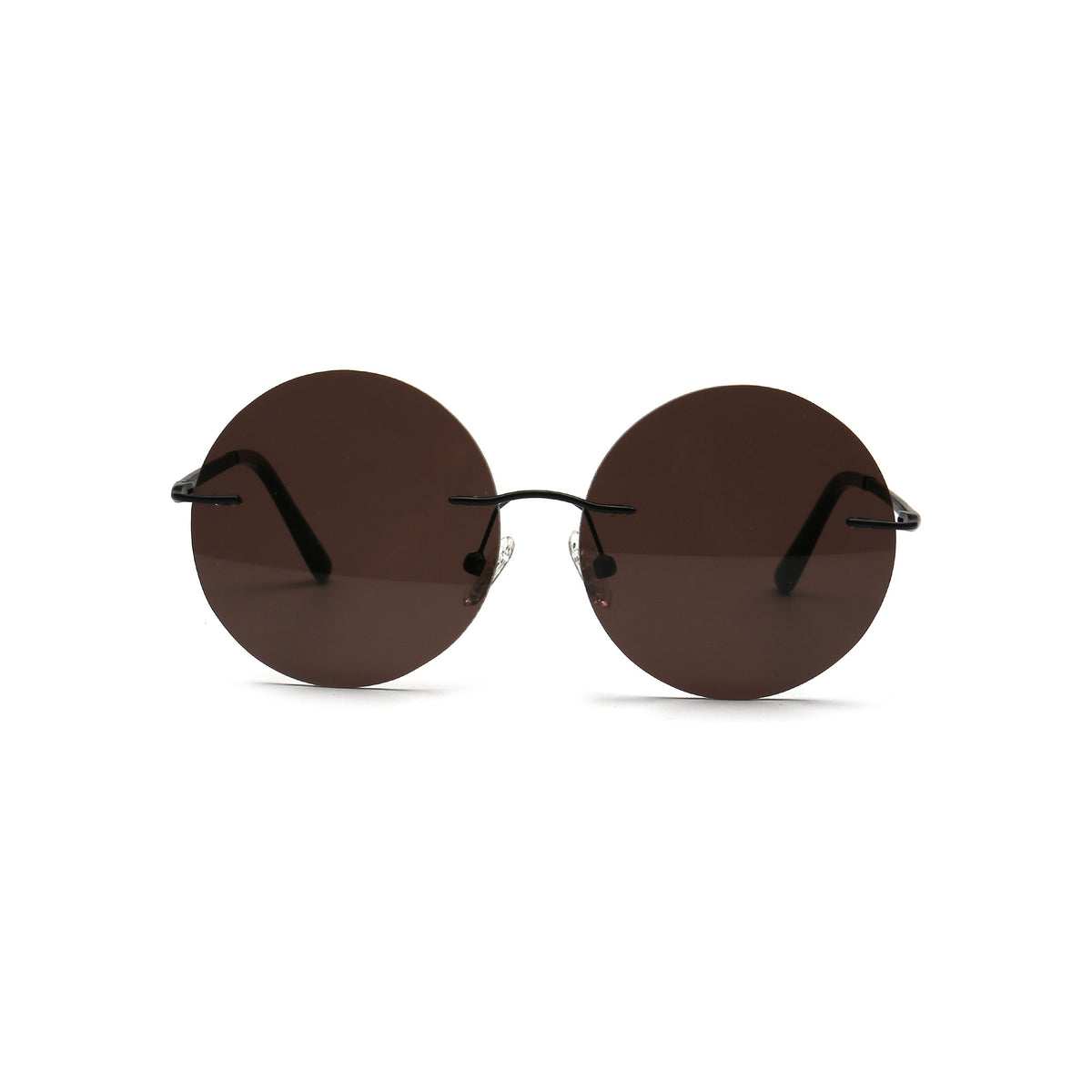 brown round rimless sunglasses front view