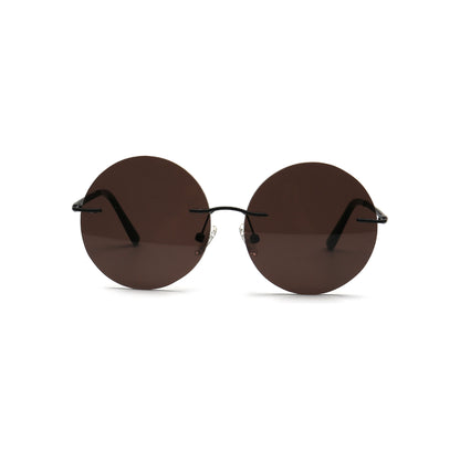 brown round rimless sunglasses front view