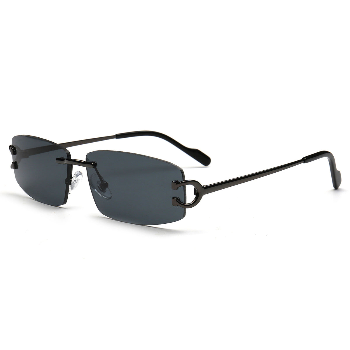 SUN005 C2 dark gray rimless sunglasses angle