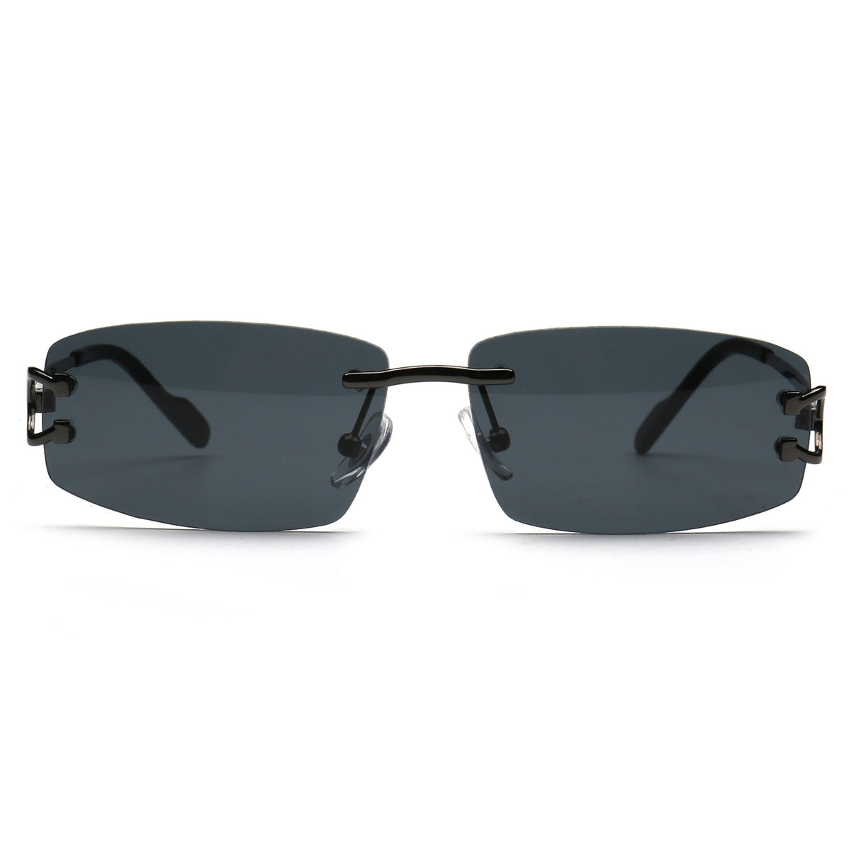 SUN005 C2 dark gray rimless sunglasses front