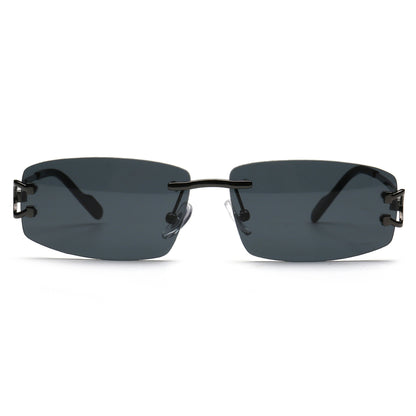 SUN005 C2 dark gray rimless sunglasses front
