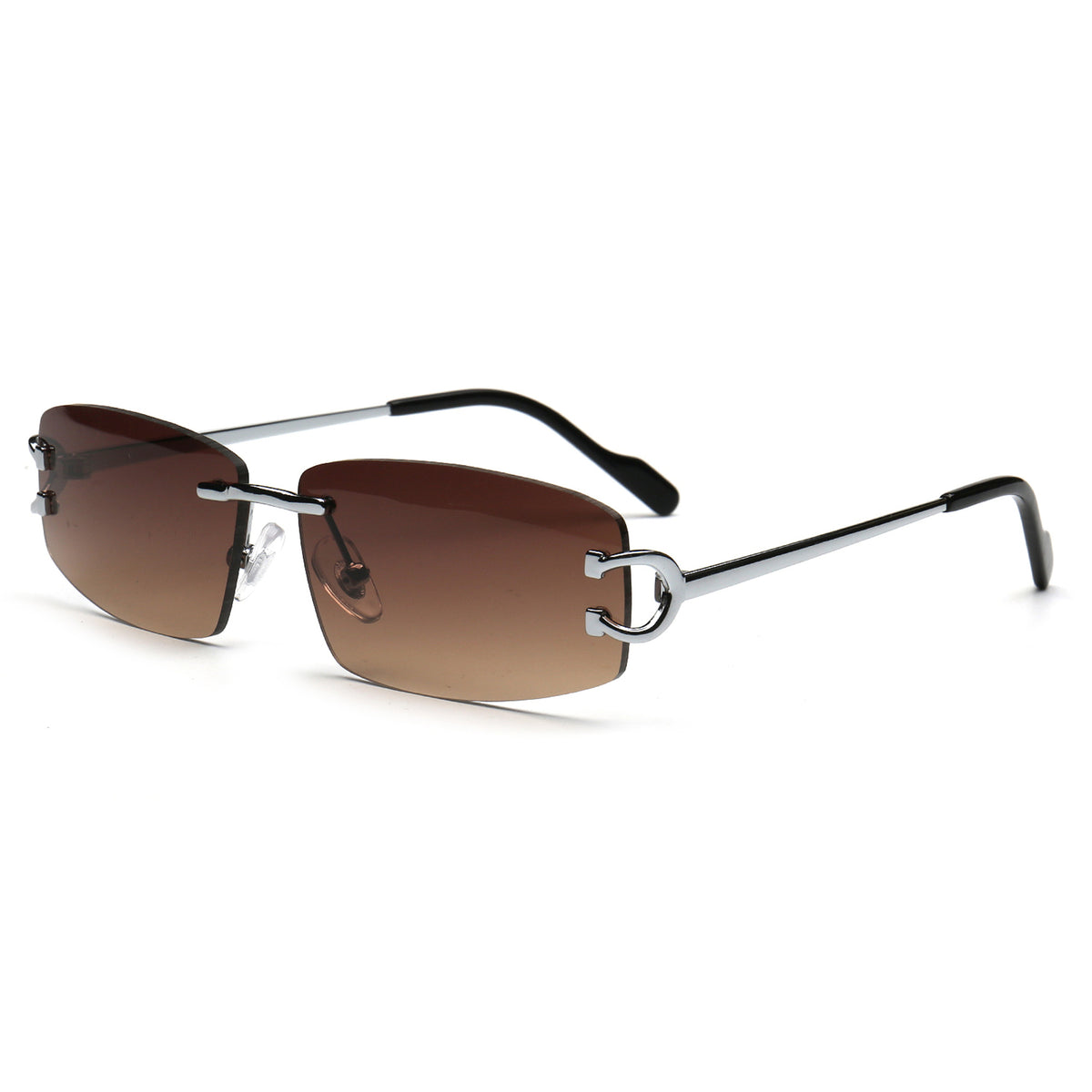 SUN005 C3 brown gradient rimless sunglasses angle