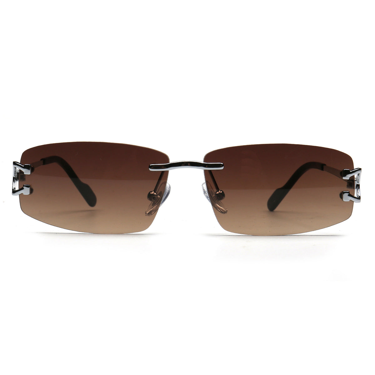 SUN005 C3 brown gradient rimless sunglasses front
