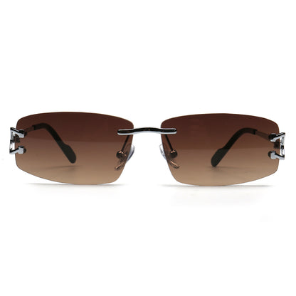 SUN005 C3 brown gradient rimless sunglasses front