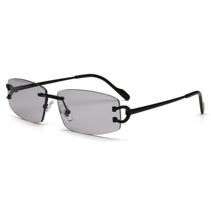 SUN005 C4 light gray rimless sunglasses angle