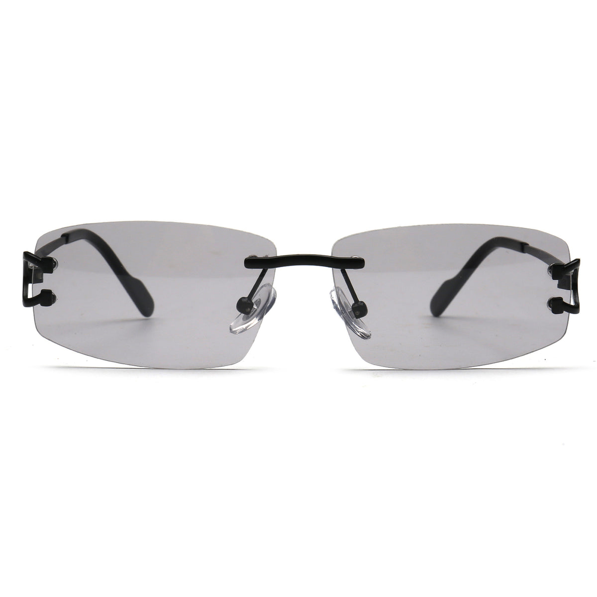 SUN005 C4 light gray rimless sunglasses front