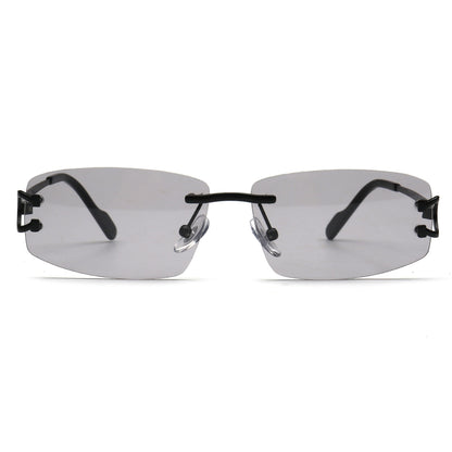 SUN005 C4 light gray rimless sunglasses front