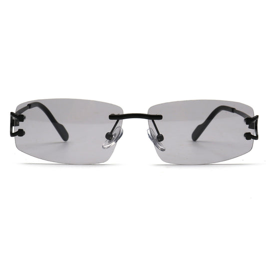 SUN005 C4 light gray rimless sunglasses front