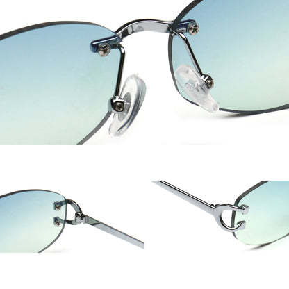 Maren SUN006 rimless sunglasses detail collage