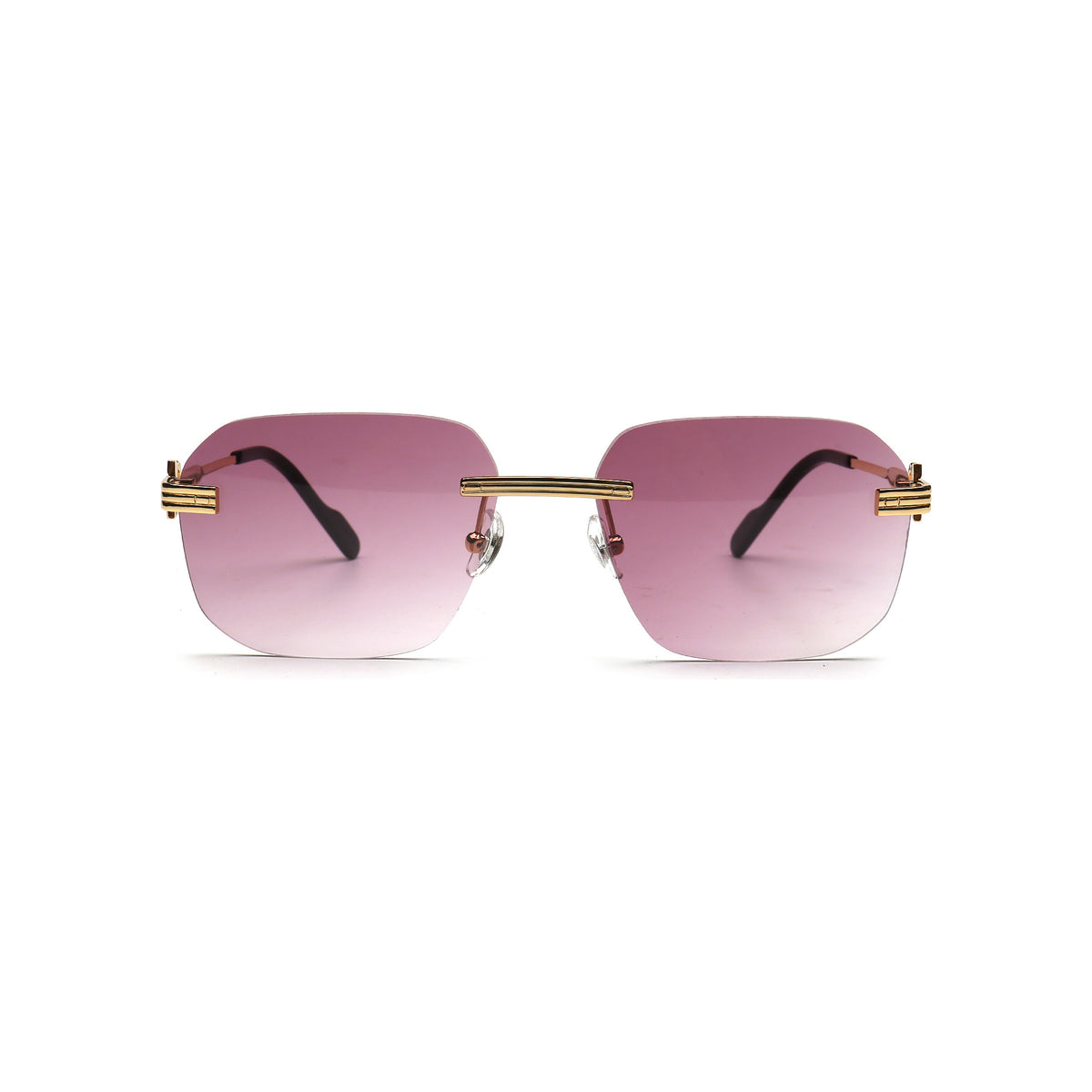 purple gradient square rimless sunglasses front view for women
