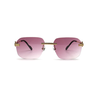 purple gradient square rimless sunglasses front view for women